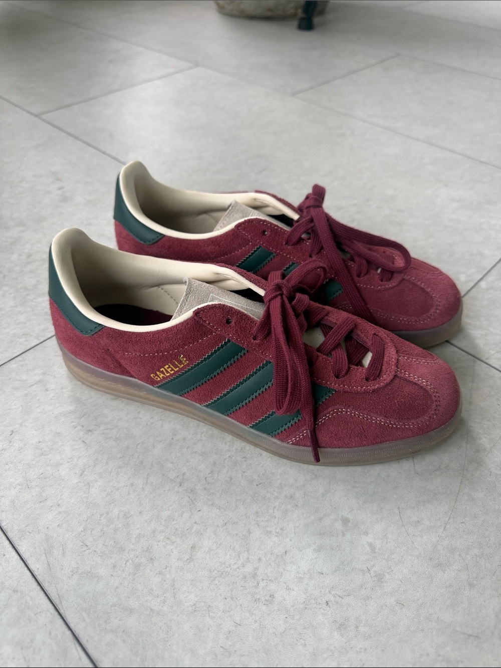 adidas Gazelle Suede Sneakers in Burgundy and Dark Green- 7.5